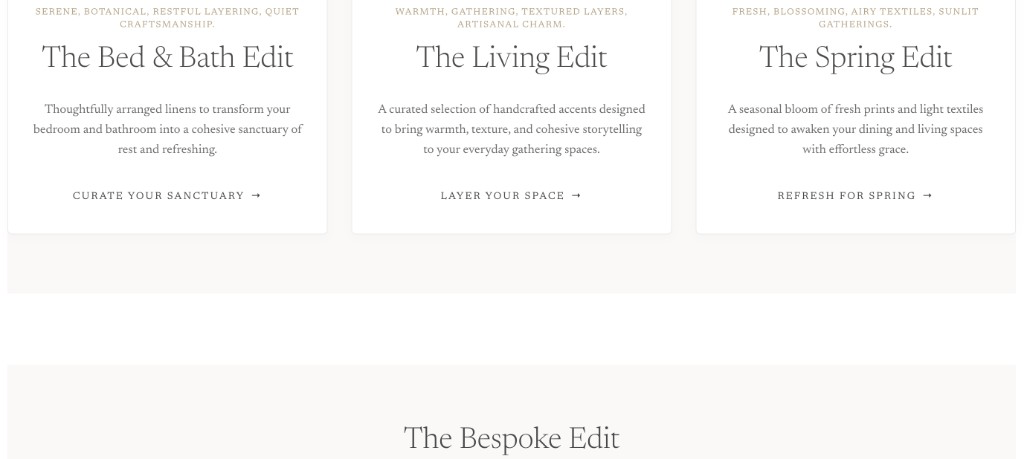 The Edits with The Bespoke Edit section for custom Kyārī curation
